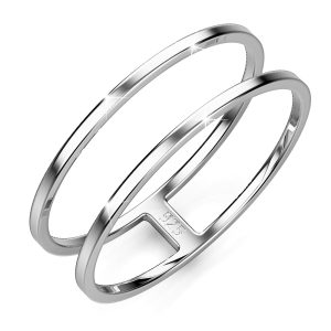 Solid 925 Sterling Silver Double Hoops Chic Ring