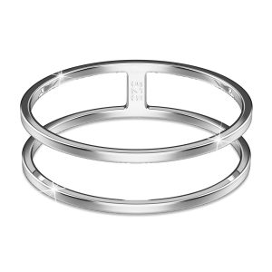 Solid 925 Sterling Silver Double Hoops Chic Ring