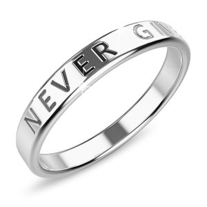 Solid 925 Sterling Silver Never Give Up Ring