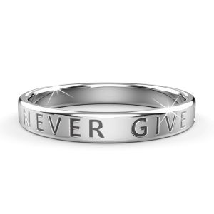 Solid 925 Sterling Silver Never Give Up Ring
