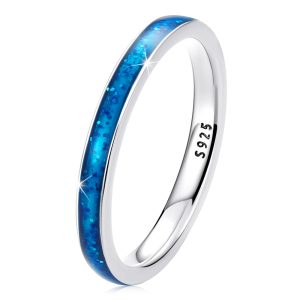 Solid 925 Signature Silver Liquid Blue Ring
