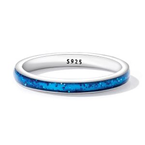 Solid 925 Signature Silver Liquid Blue Ring