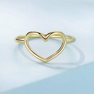 Solid 925 Signature Silver Wide Golden Heart Ring