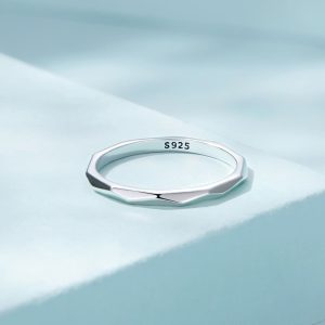 Solid 925 Signature Silver Geometric Slim Ring
