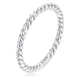 Solid 925 Signature Silver Twisted Tight Rope Ring