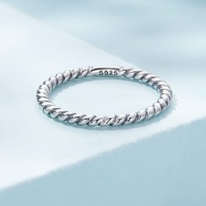 Solid 925 Signature Silver Twisted Tight Rope Ring