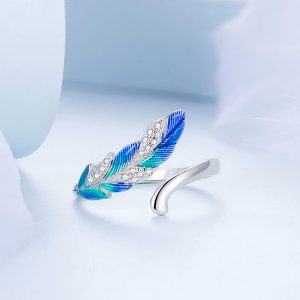 Solid 925 Signature Silver Mayura Flaunty Open Cut Feather Ring