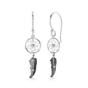 Solid 925 Sterling Silver Dream Catcher Dangle Earrings