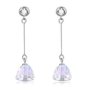 Solid 925 Sterling Silver AB Crystals Drop Earrings Embellished With Swarovski® crystals