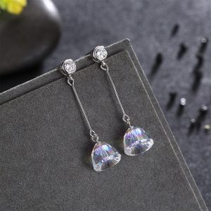 Solid 925 Sterling Silver AB Crystals Drop Earrings Embellished With Swarovski® crystals