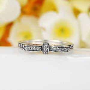 Solid 925 Sterling Silver Embellished with Cubic Zircon Butterfly Bow Ring
