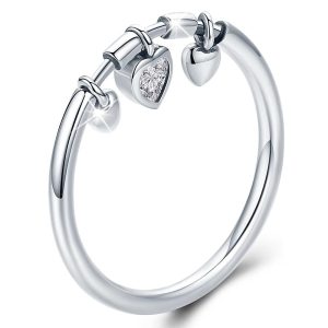 Solid 925 Sterling Silver Love Craze Heart Charm Ring
