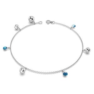 Solid 925 Sterling Silver CZ Charm Anklet 26cm
