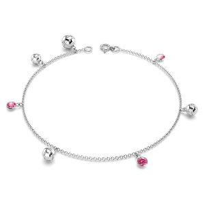 Solid 925 Sterling Silver CZ Charm Anklet 26cm