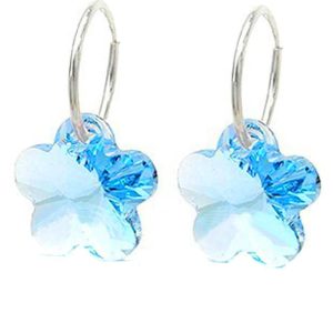 Solid 925 Sterling Silver Baby Blue Sleepers Embellished with Swarovski® crystals