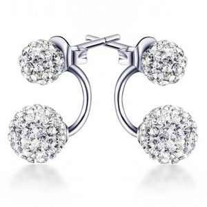 Solid 925 Sterling Silver Deuce Silver Shamballa Earrings
