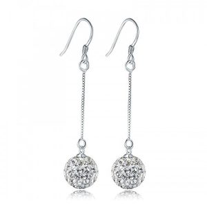 Solid 925 Sterling Silver Shamballa Fish Hook Earrings