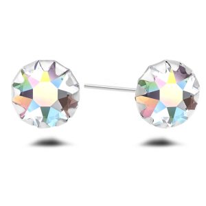 Solid 925 Sterling Silver Crystal Studs Ab
