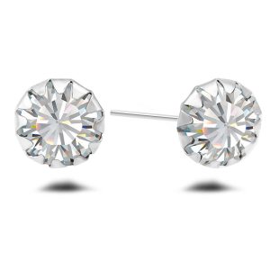 Solid 925 Sterling Silver Crystal Studs