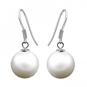 Solid 925 Sterling Silver Lady Pearl Earrings