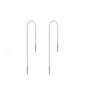 Solid 925 Sterling Silver Chain Drop Earrings
