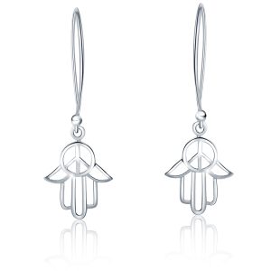 Solid 925 Sterling Silver Hand Of Peace Earrings