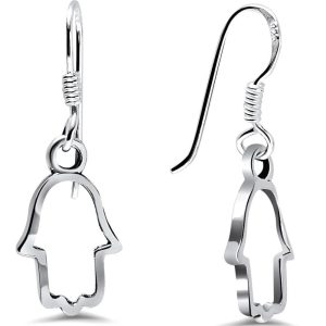 Solid 925 Sterling Silver Hand Hook Backs Earrings