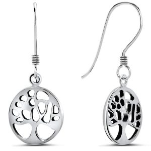 Solid 925 Sterling Silver Tree Of Life Earrings