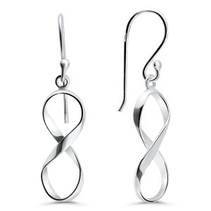 Solid 925 Sterling Silver Infinity French Hook Earrings