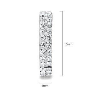 Solid 925 Sterling Silver Crystal C Hoop Earrings