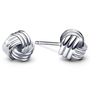 Solid 925 Sterling Silver 3 Strand Knot Earrings