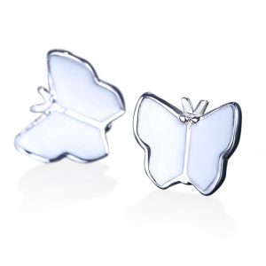 Solid 925 Sterling Silver Mariposa Stud Earrings