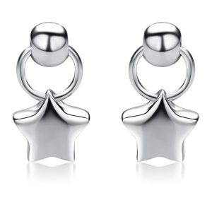 Solid 925 Sterling Silver Enchanting Star Drop Earrings