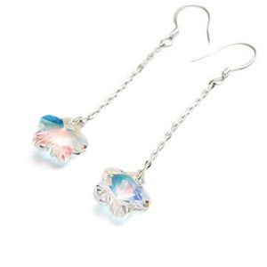 Solid 925 Sterling Silver Star Blush Dangle Earrings Embellished with Swarovski® crystals
