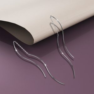 Solid 925 Sterling Silver Sleeky Dany Threader Earrings