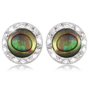 Solid 925 Sterling Silver Round Eye Stud Earrings