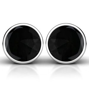 Solid 925 Sterling Silver Faceted Black Agate Earrings