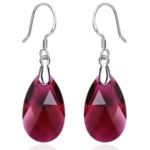 Solid 925 Sterling Silver Faceted Crystal French Hook Earrings Embellished with Swarovski® crystals