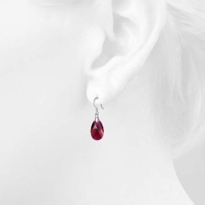 Solid 925 Sterling Silver Faceted Crystal French Hook Earrings Embellished with Swarovski® crystals