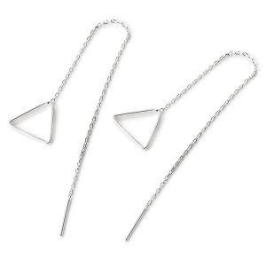 Solid 925 Sterling Silver Triangle Threader Earrings