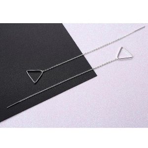 Solid 925 Sterling Silver Triangle Threader Earrings