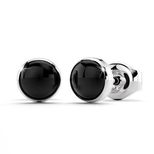 Solid 925 Sterling Silver Bezel Round Onyx Studs