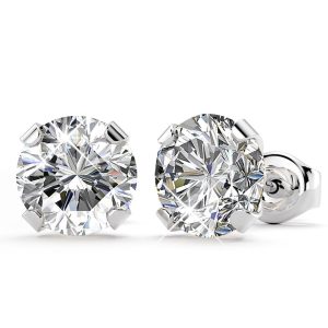 Solid 925 Sterling Silver Prong Crystal Studs 6mm