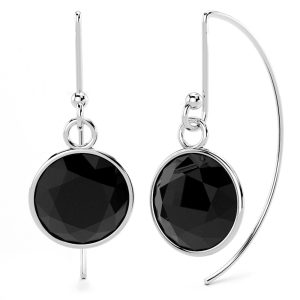Solid 925 Sterling Silver Bezel CZ Drop Earrings 9mm