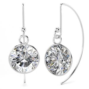 Solid 925 Sterling Silver Bezel CZ Drop Earrings 9mm