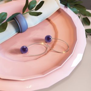 Solid 925 Sterling Silver Round Amethyst Dangle Earrings