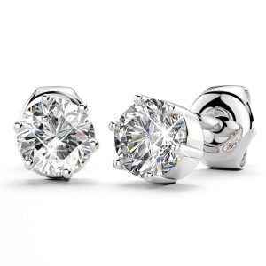 Solid 925 Sterling Silver Six Prong Studs 4mm