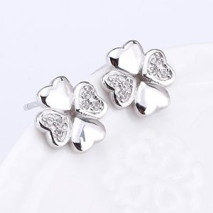 Solid 925 Sterling Silver Heart Petals Studs Earrings