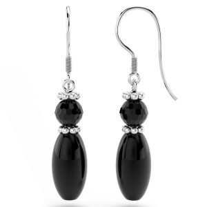 Solid 925 Sterling Silver Black Onyx Earrings