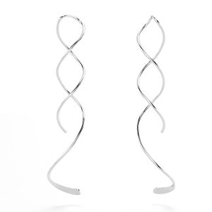 Solid 925 Sterling Silver Swirl Dangle Earrings